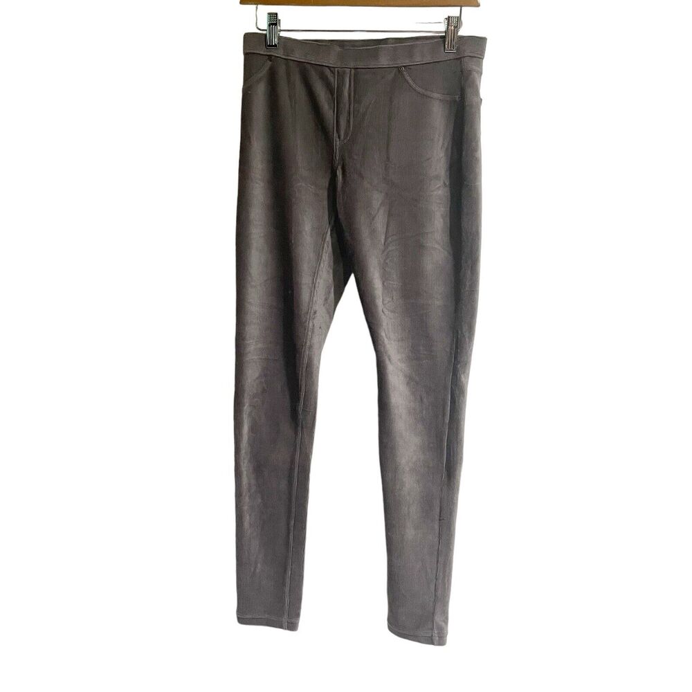 HUE Women Medium Gray Corduroy Ribbed Leggings